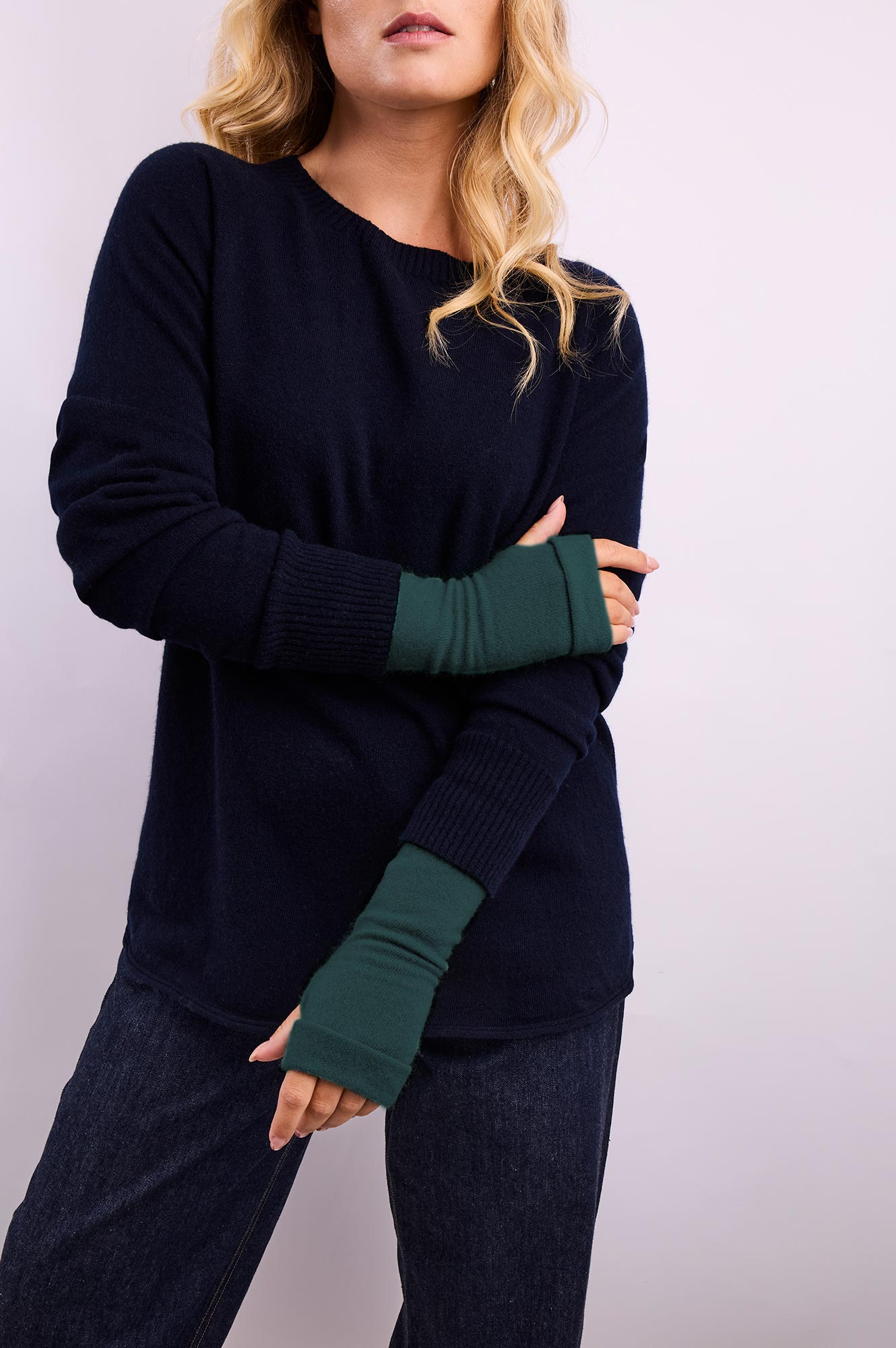 Turtle Doves Cashmere Fingerless Gloves - Woodland Green