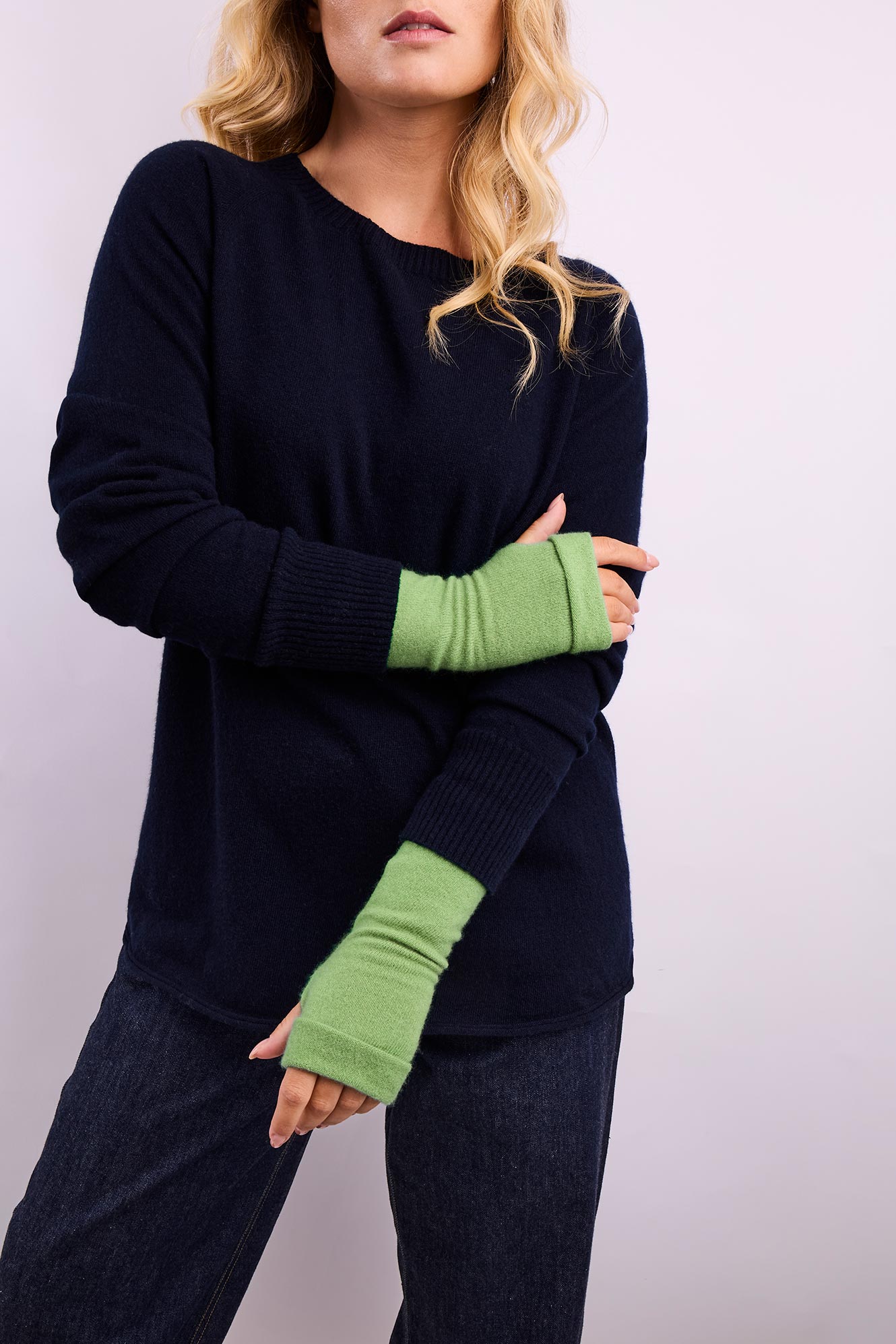 Turtle Doves Cashmere Fingerless Gloves - Spring Green
