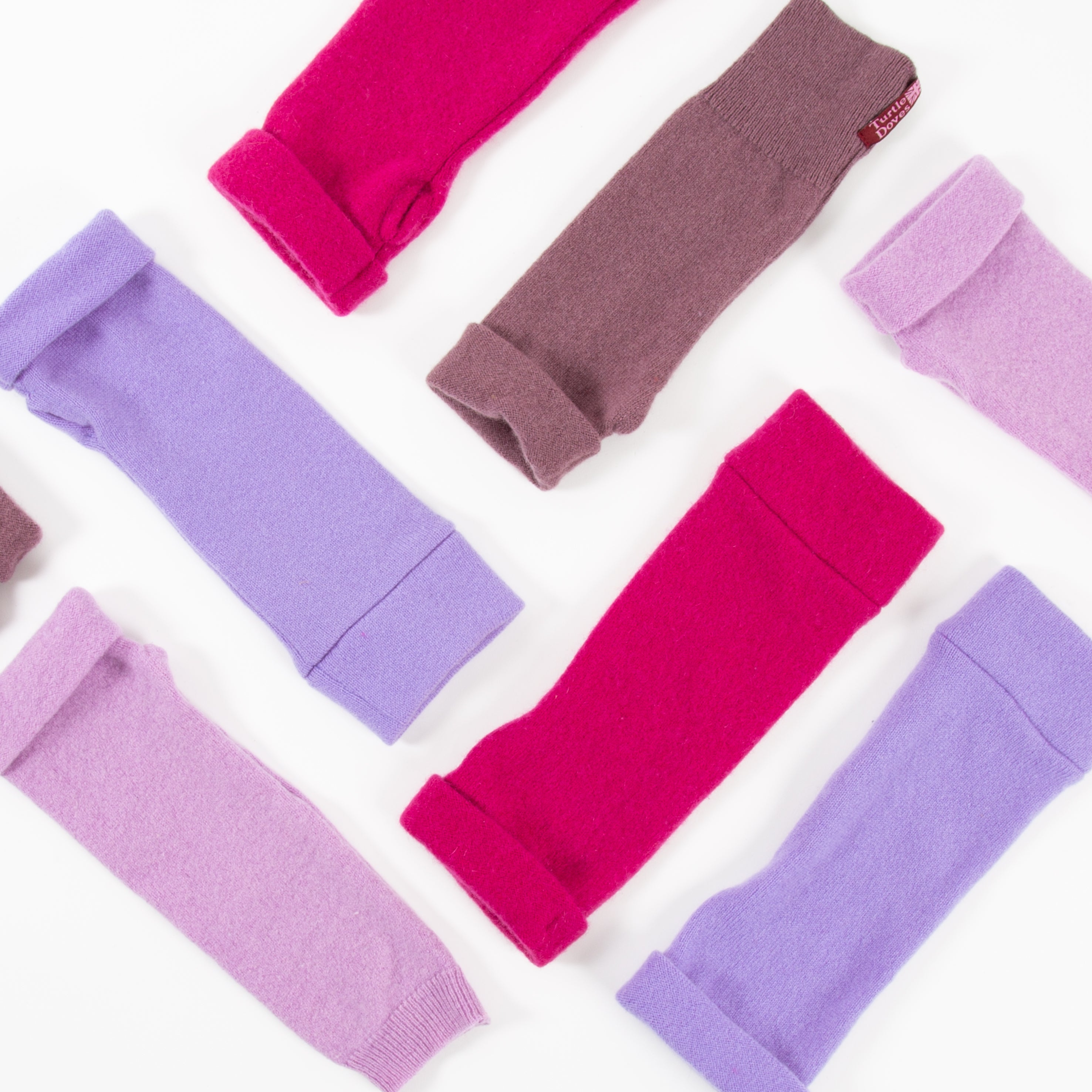 Turtle Doves Cashmere Fingerless Gloves - Reds, Pinks & Purples