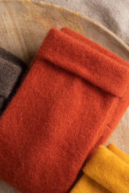 Turtle Doves Cashmere Fingerless Gloves - Orange