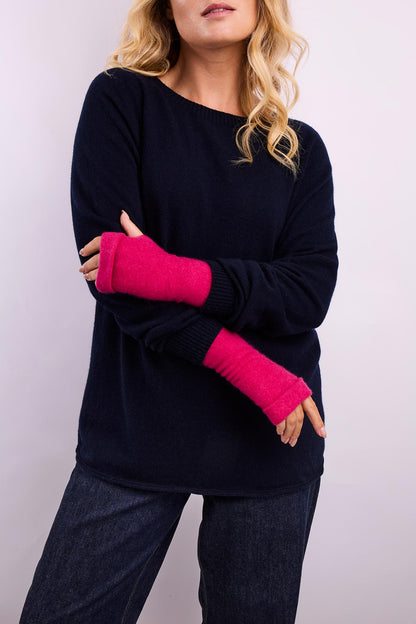 Turtle Doves Cashmere Fingerless Gloves - Hot Pink