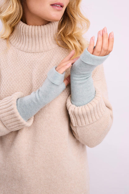 Turtle Doves Cashmere Fingerless Gloves - Sea Breeze