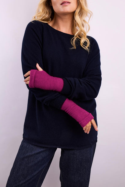 Turtle Doves Cashmere Fingerless Gloves - Dusky Magenta