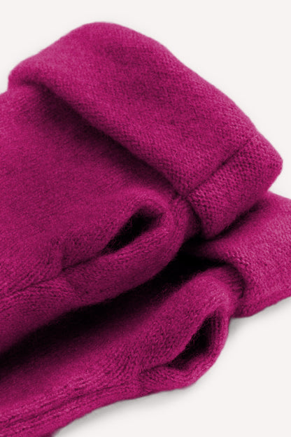 Turtle Doves Cashmere Fingerless Gloves - Dusky Magenta