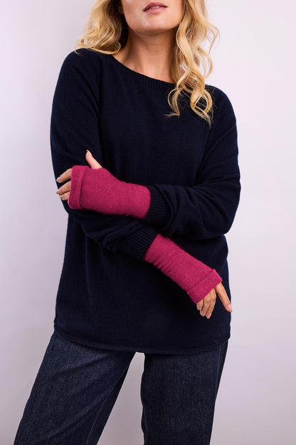 Turtle Doves Cashmere Fingerless Gloves - Rich Rose