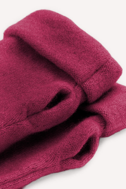 Turtle Doves Cashmere Fingerless Gloves - Rich Rose