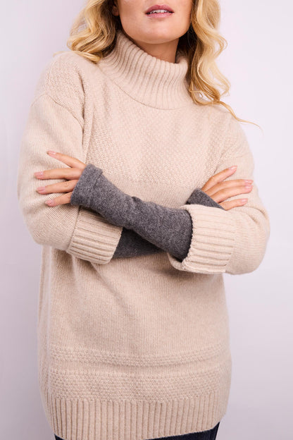 Turtle Doves Cashmere Fingerless Gloves - Charcoal