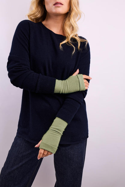 Turtle Doves Cashmere Fingerless Gloves - Green Mix