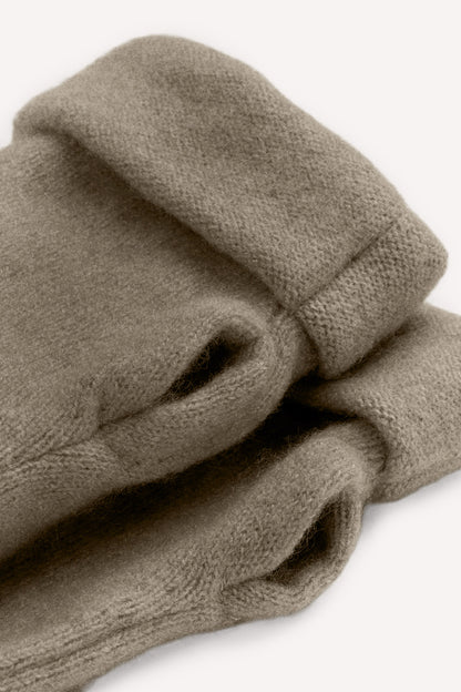 Turtle Doves Cashmere Fingerless Gloves - Pebble