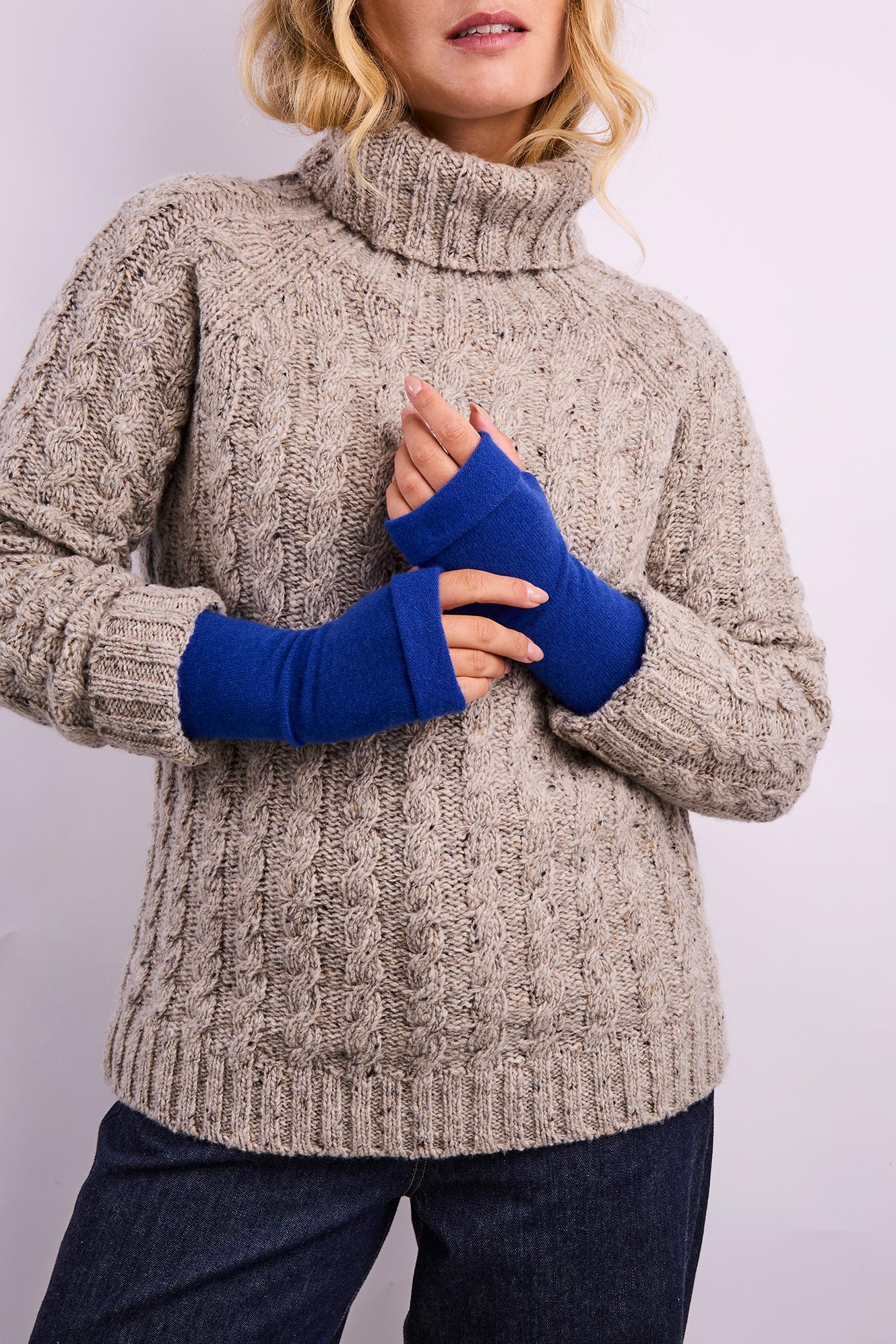Turtle Doves Cashmere Fingerless Gloves - Royal Blue