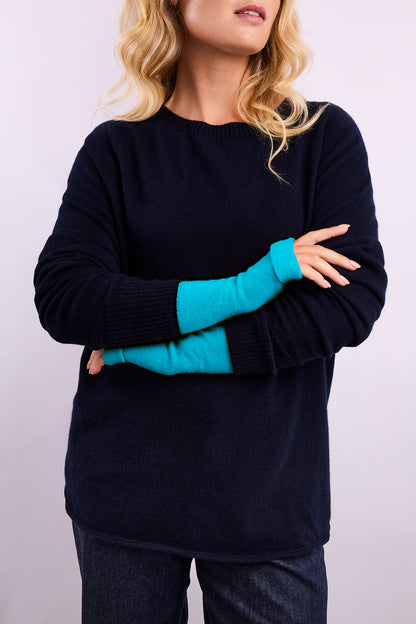 Turtle Doves Cashmere Fingerless Gloves - Turquoise